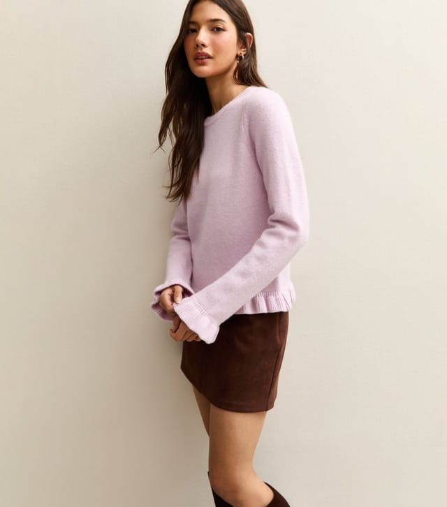 New Look Women's Light Pink Frill Trim Crew Neck Jumper New Look - 2