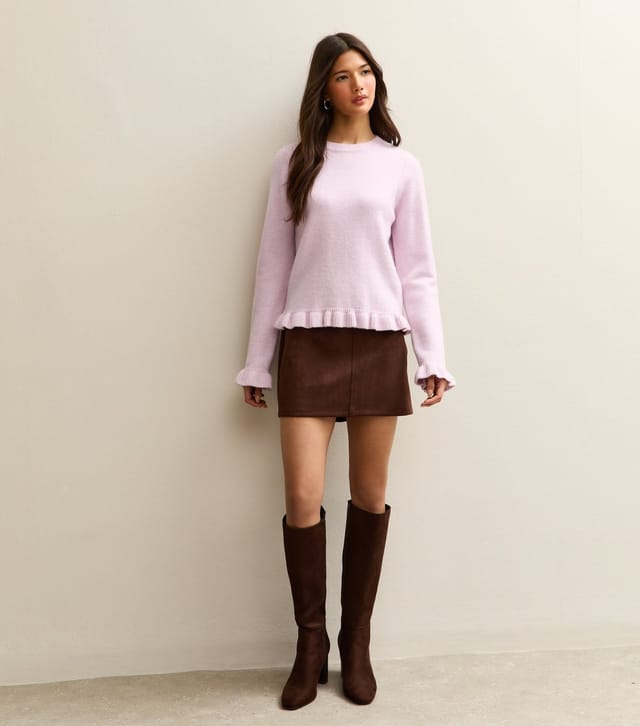 New Look Women's Light Pink Frill Trim Crew Neck Jumper New Look - 3