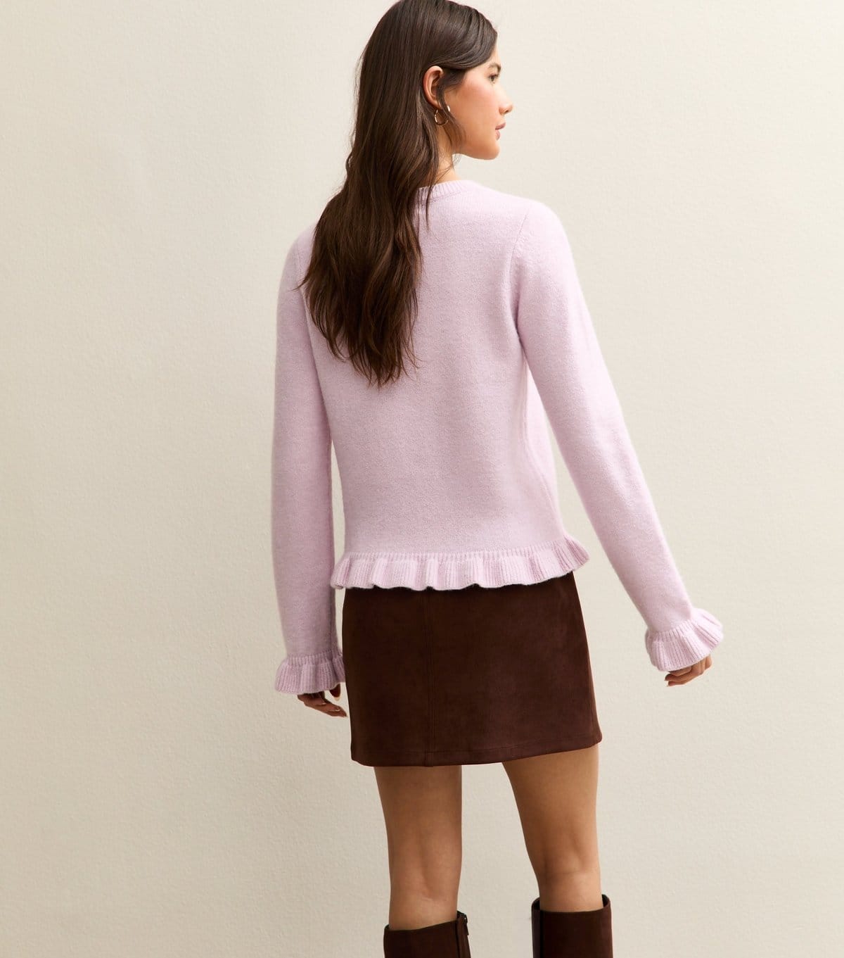 New Look Women's Light Pink Frill Trim Crew Neck Jumper New Look - 4
