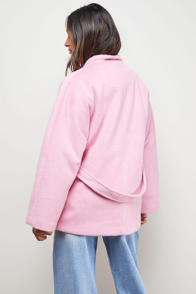 Oasis Oasis Women's Wrap Detail Belted Short Coat in Pink - 3