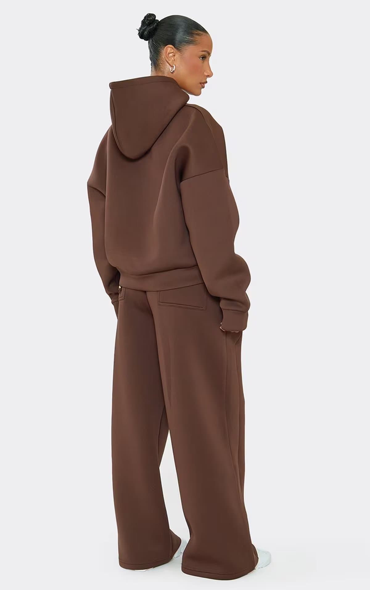 EGO Mid Rise Straight Leg Joggers In Chocolate Brown Scuba, Women's Size UK 6