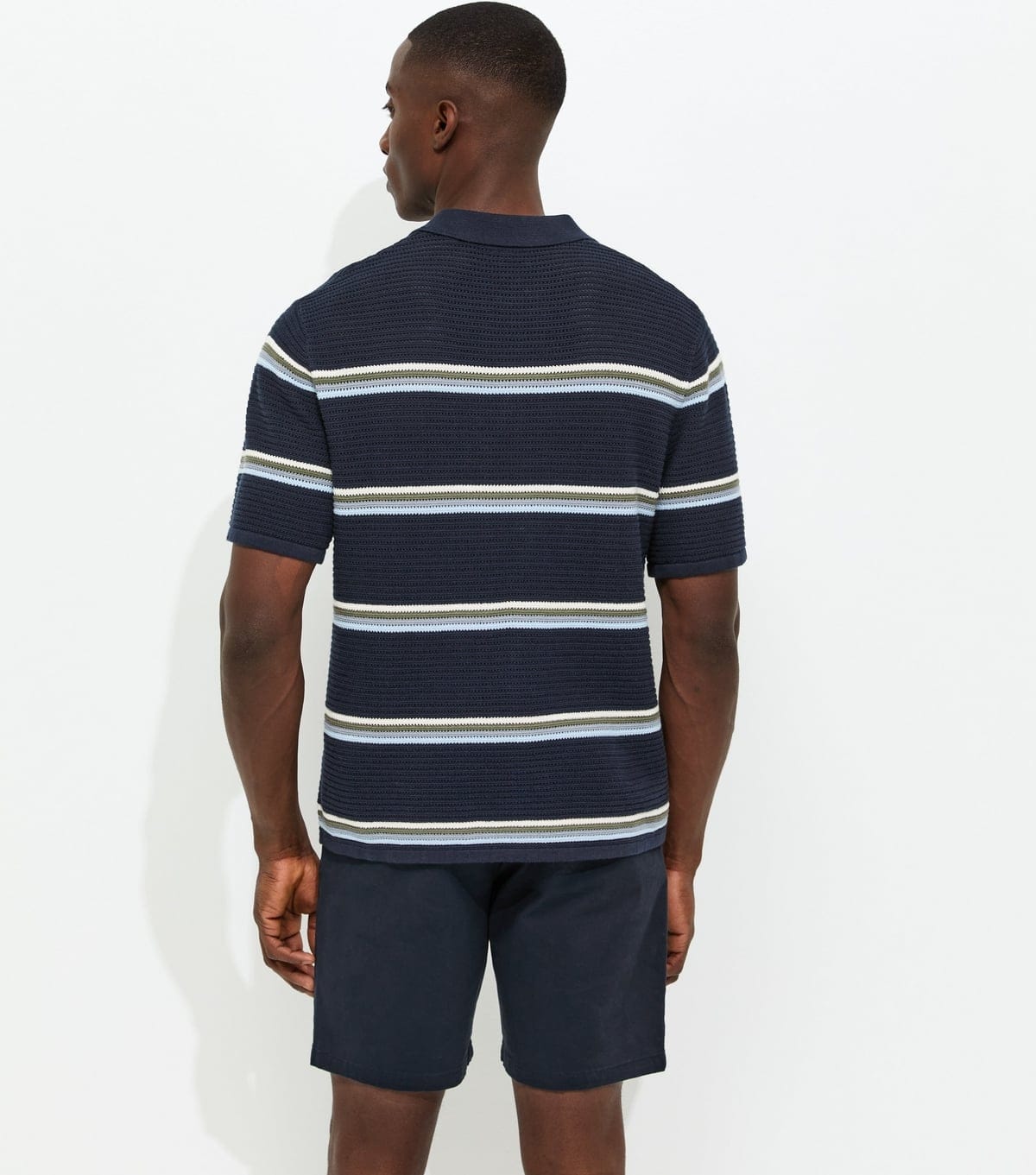 jack & jones Men's Navy Striped Knit Polo Jumper Jack & Jones New Look - 4