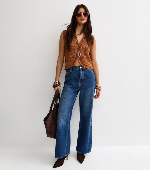 New Look Women's Tan Knit Lader Stitch Waistcoat New Look - 3