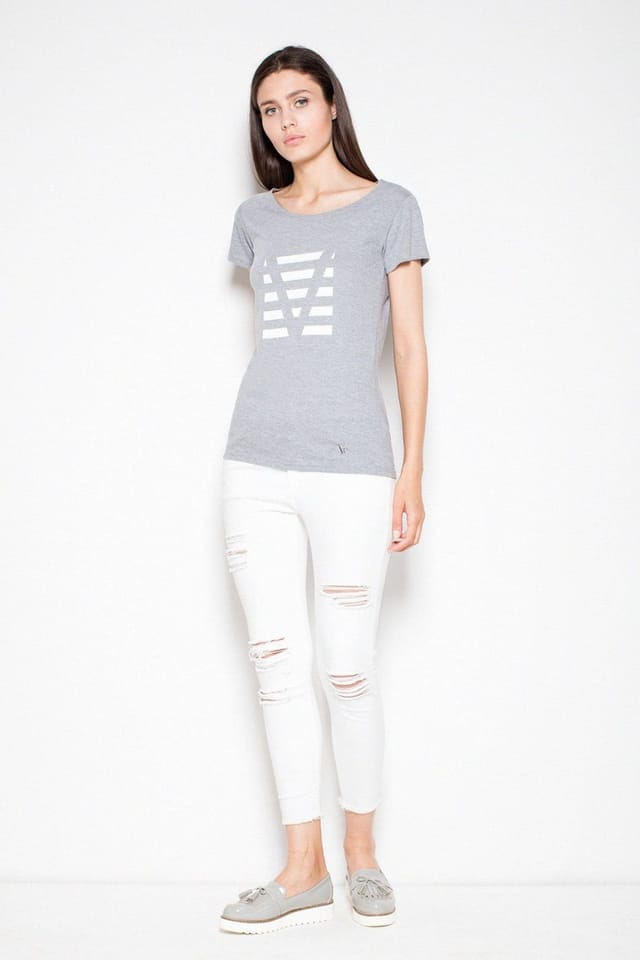 Love Lace Love Lace Women's Cotton T-Shirt with Original Print Short Sleeve in Grey - 2