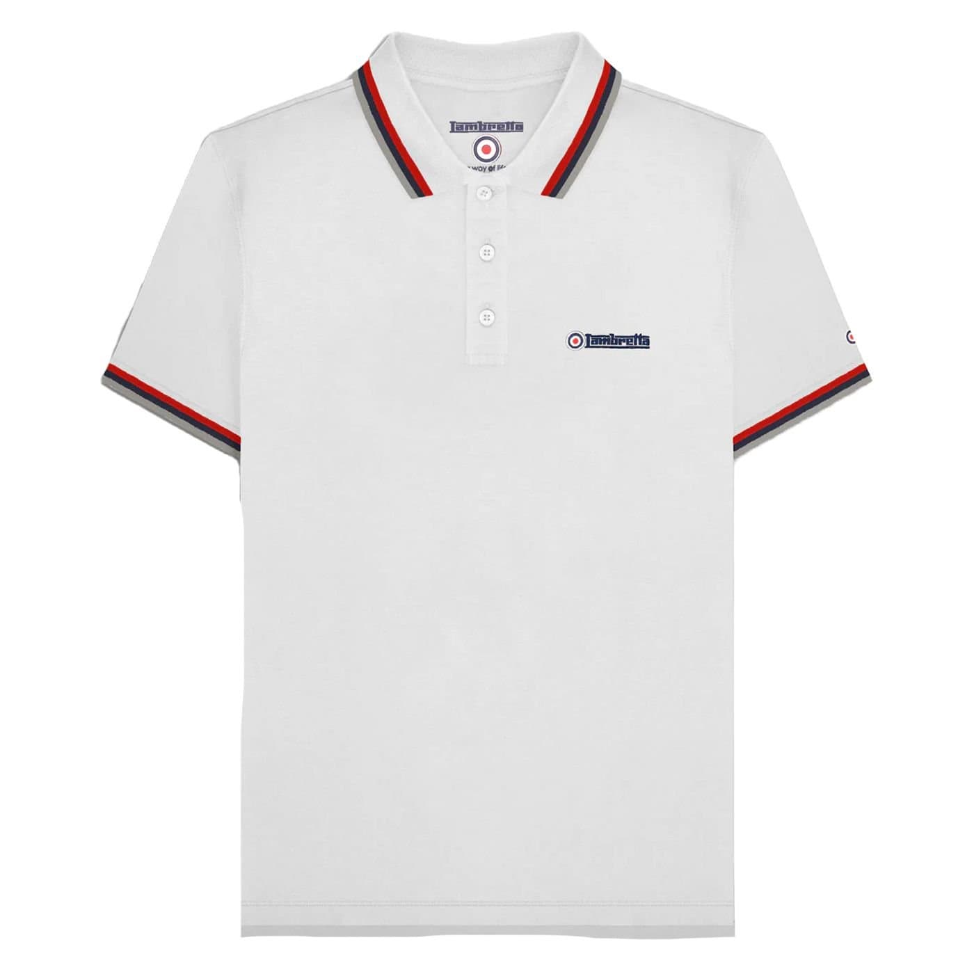 Lambretta Lambretta Men's SS25 Triple Tipped Polo Shirt in White