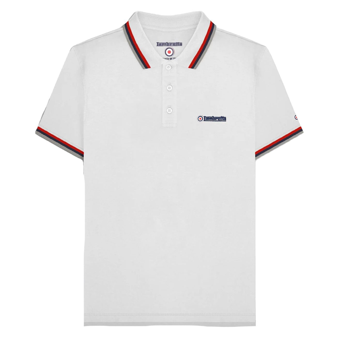 Lambretta Lambretta Men's SS25 Triple Tipped Polo Shirt in White - 4