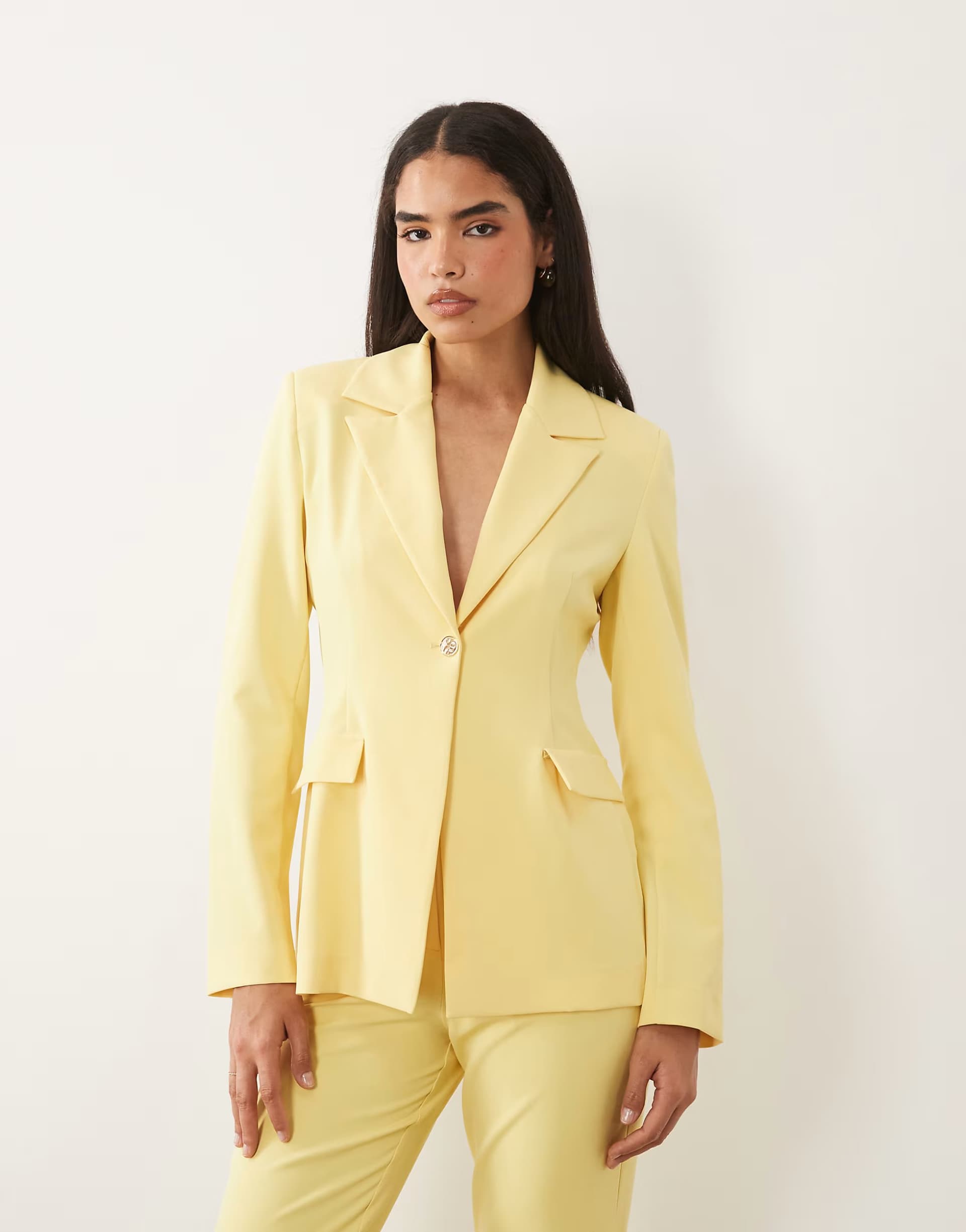 ASOS ASOS LUXE co-ord tailored blazer in lemon yellow