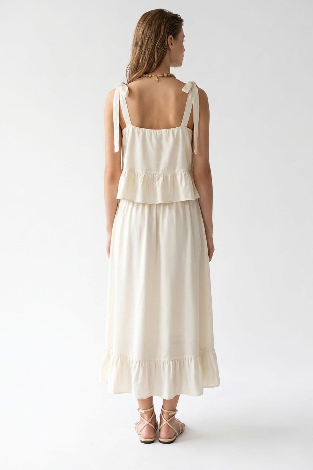 MixRay MixRay Women's Sleeveless A-line Midi Dress in Cream - 4