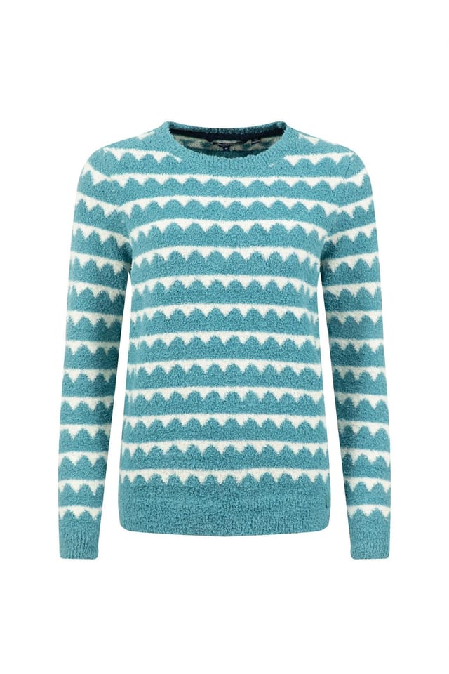 Weird Fish Weird Fish Women's Tyla Cosy Knit Scalloped Jumper in Aqua - 2