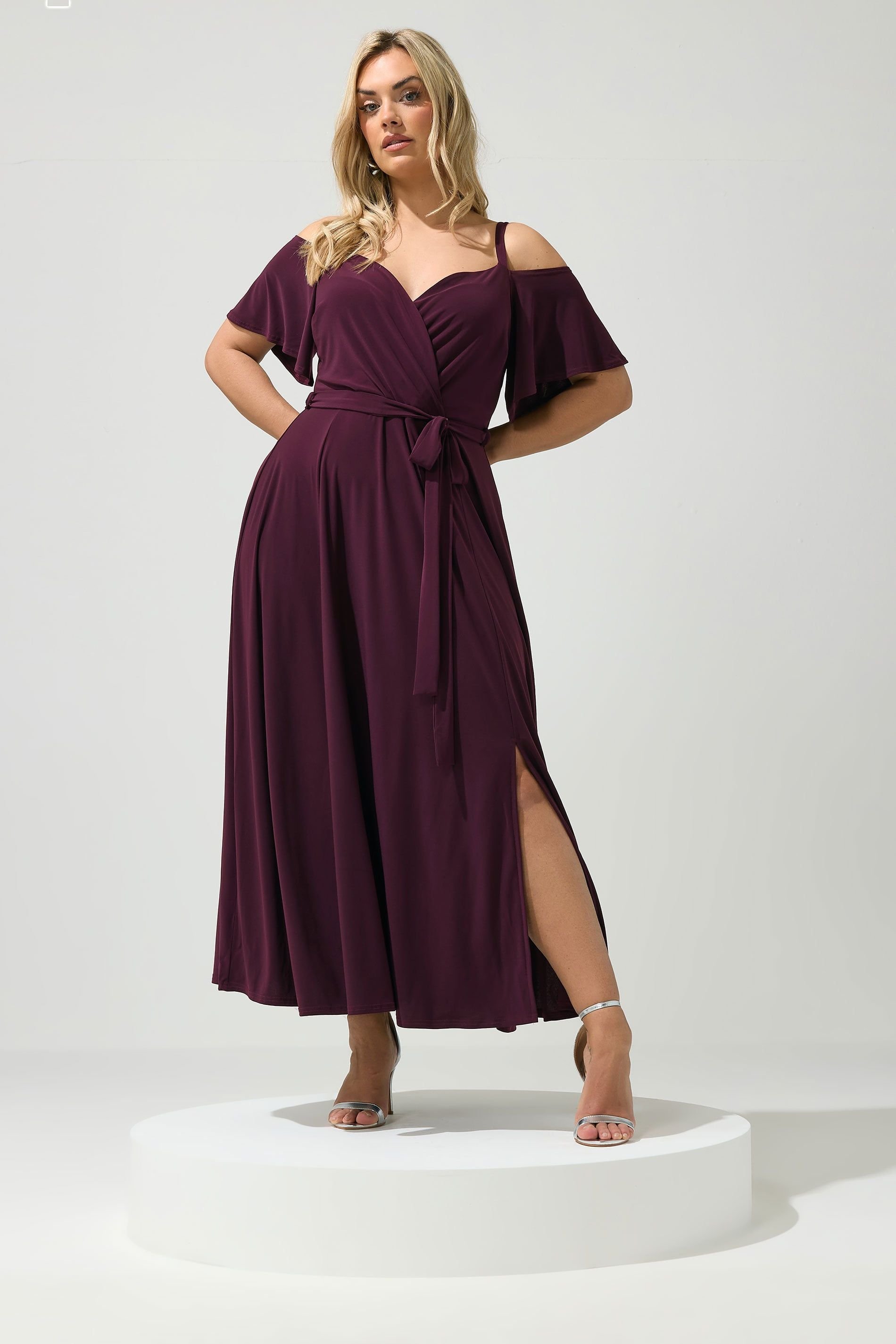 Yours Yours Women's Cold Shoulder Maxi Dress in Purple - 3