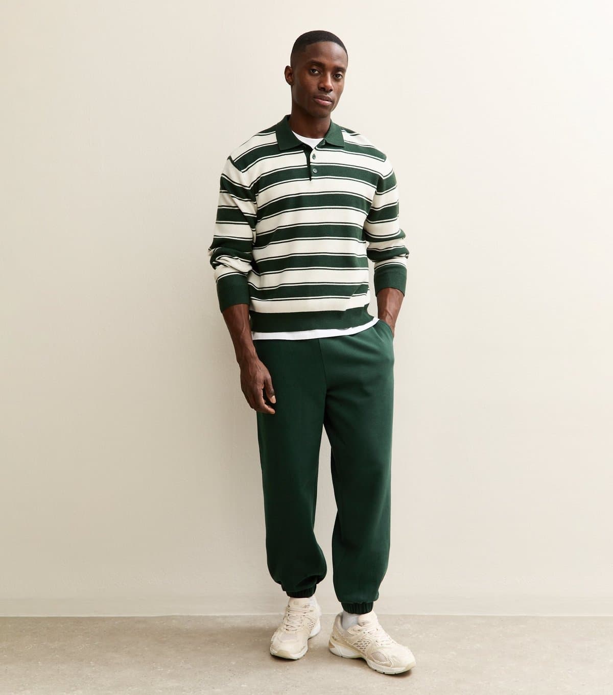 New Look Men's Dark Green Oversized Cuffed Ankle Joggers New Look