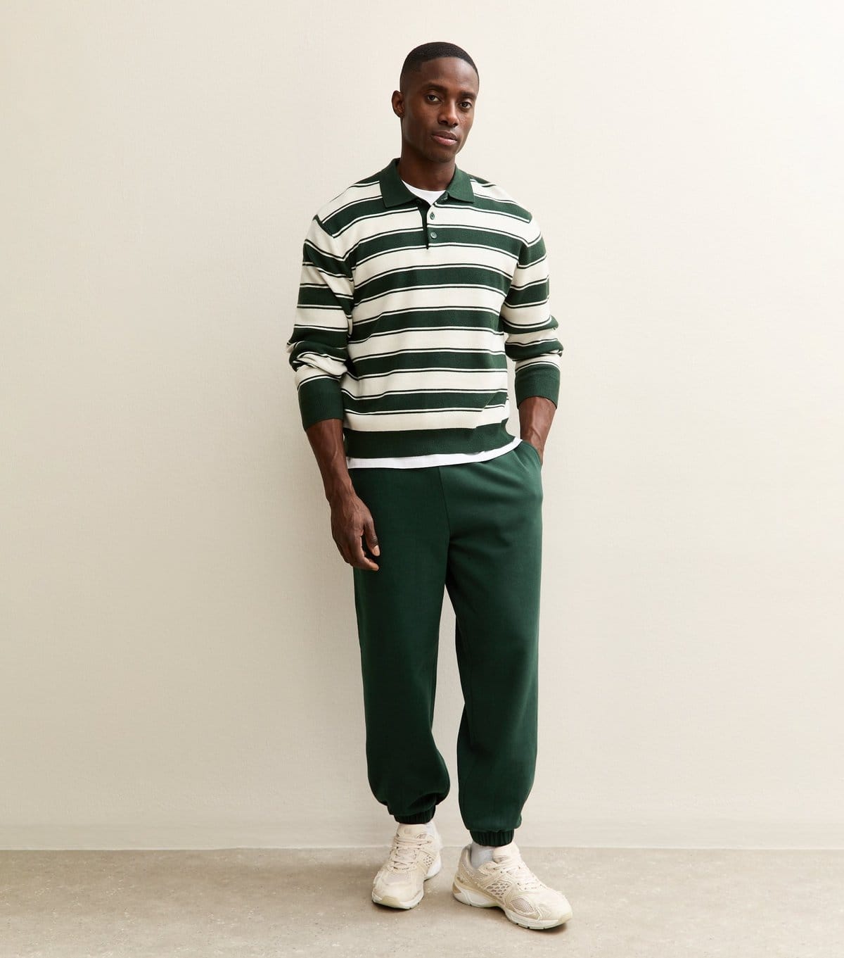 New Look Men's Dark Green Oversized Cuffed Ankle Joggers