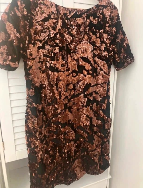 Topshop Topshop black and bronze sequin shift mini dress 14