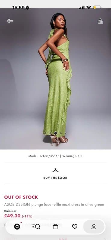 ASOS ASOS design lace ruffle maxi dress olive green