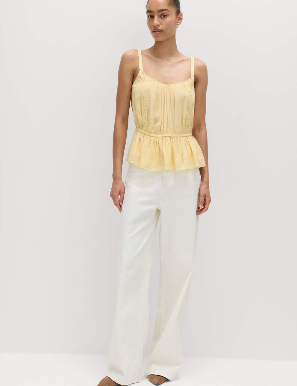 Marks & Spencer M&S Lace Insert Cami Top Soft Yellow - 2