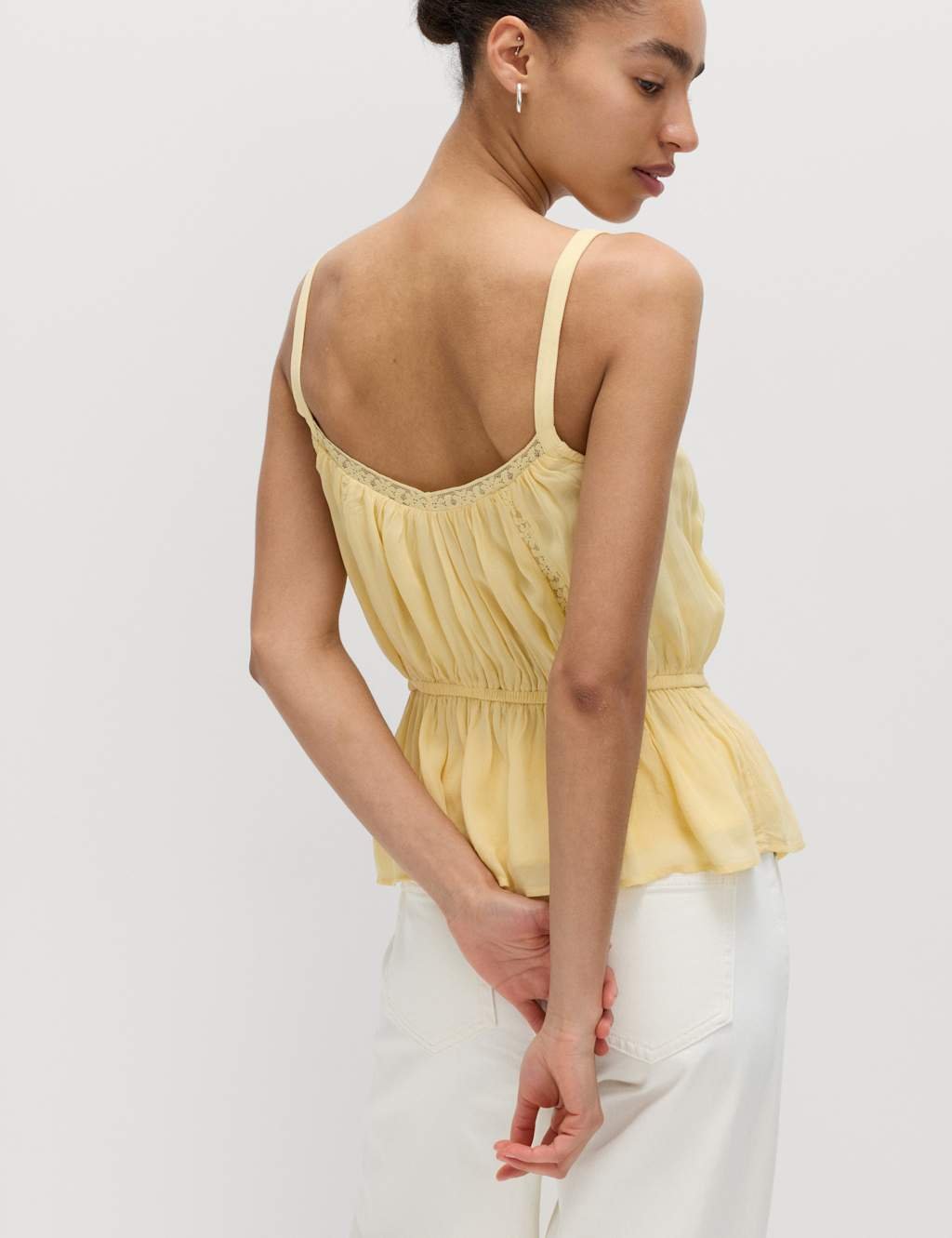 Marks & Spencer M&S Lace Insert Cami Top Soft Yellow - 3