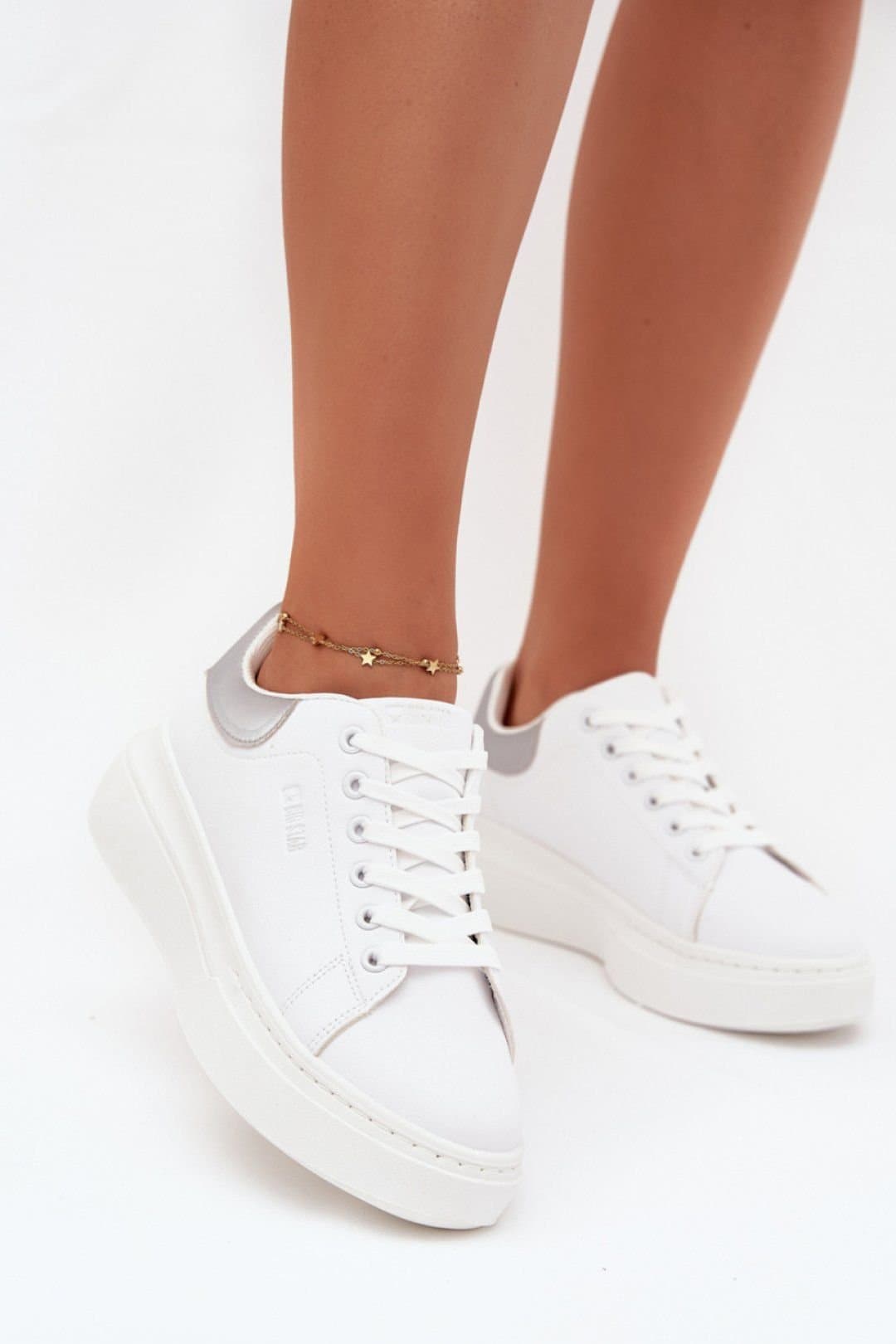 Love Lace Love Lace White Platform Sneakers with Comfort Foam Insole
