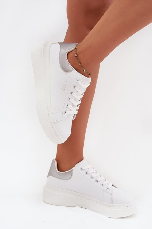 Love Lace Love Lace Women's Big Star Platform Sneakers with Comfort Foam Insole in White - 3
