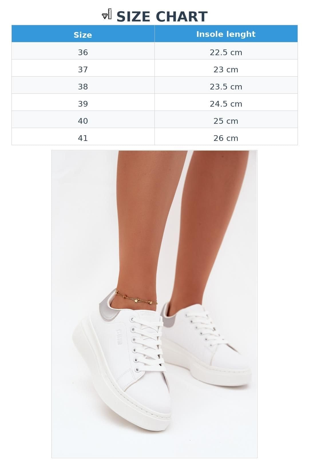 Love Lace Love Lace Women's Big Star Platform Sneakers with Comfort Foam Insole in White - 4