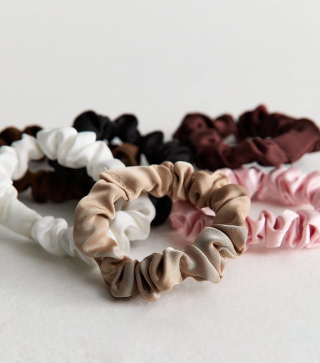 New Look Pack of 6 Multicoloured Satin Mini Scrunchies New Look - 3