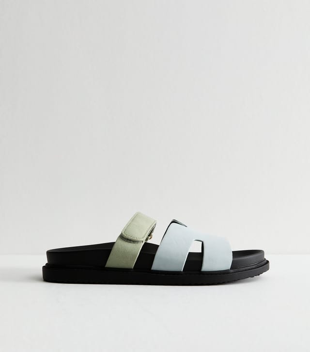 New Look Women's Blue Faux Leather Chunky Strap Sandals Vegan New Look - 3