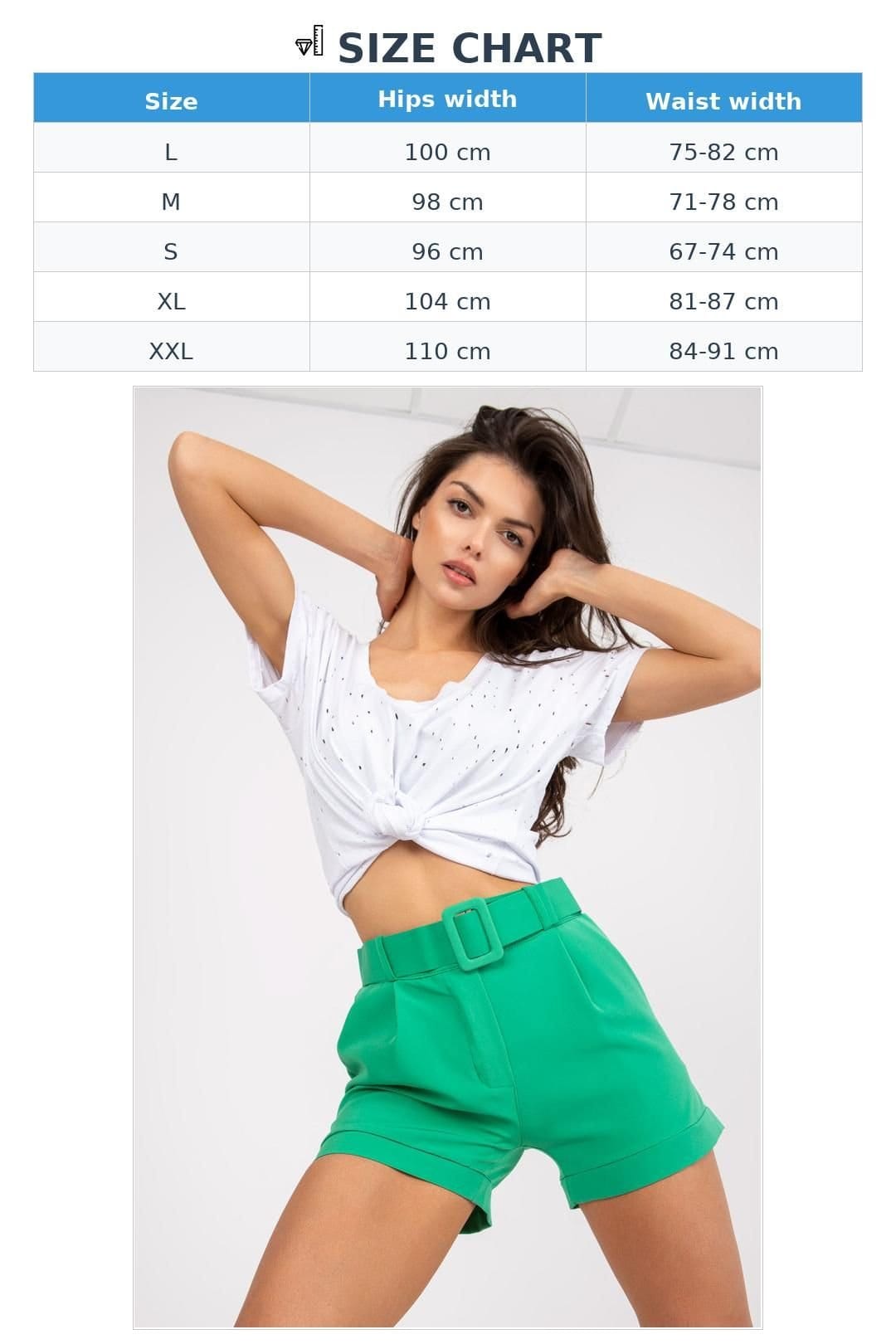 Love Lace Love Lace Women's Elegant Zip Button Shorts with Matching Belt Style 166318 in Green - 4