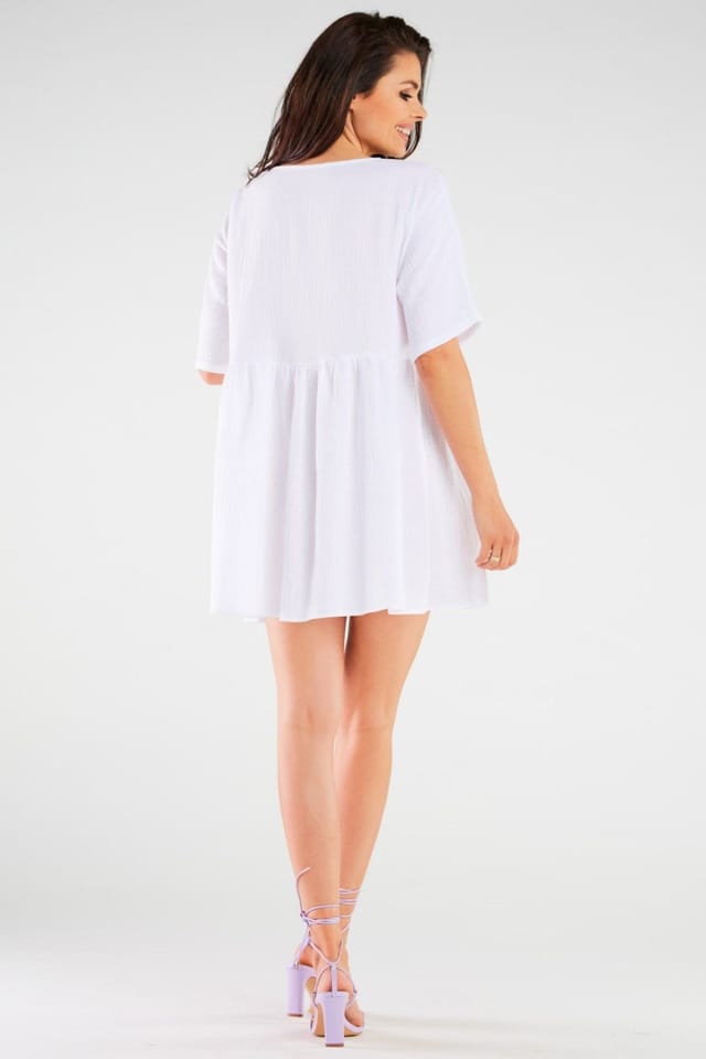 Love Lace Love Lace Women's Classic Shirt Cut Daydress Made in Poland in White - 3