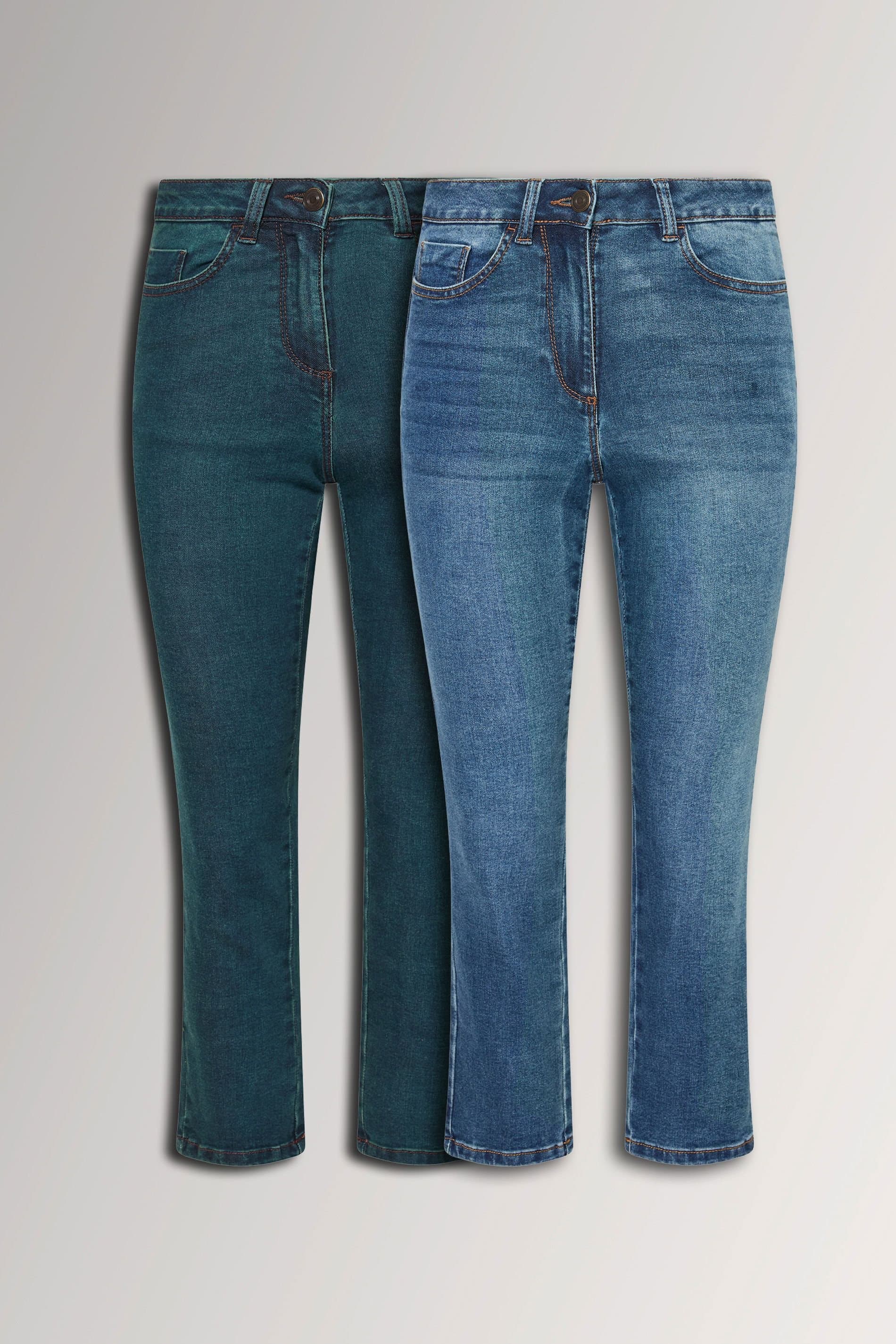 M&Co M&Co Women's Petite 2 Pack Straight Leg Jeans in Blue