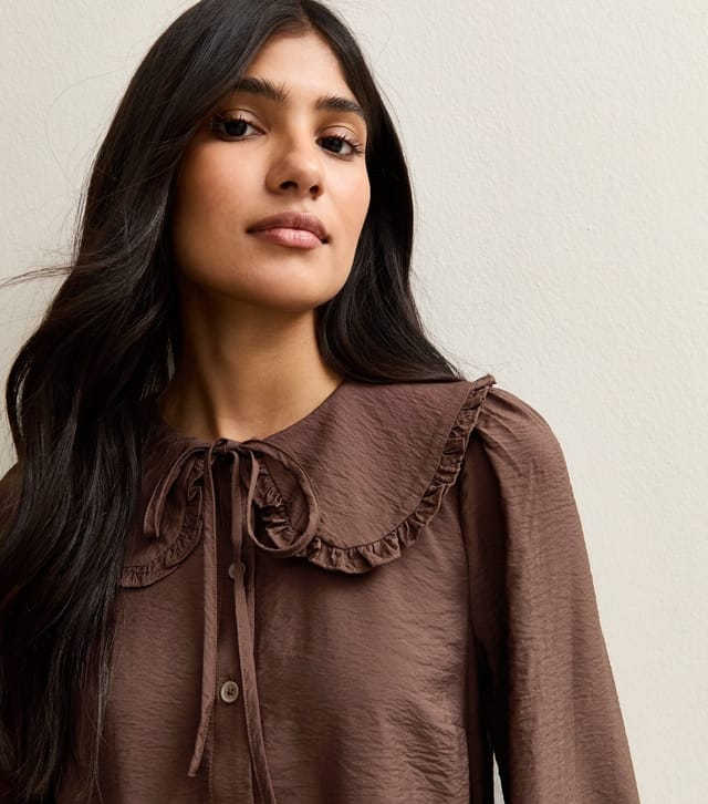 New Look Women's Brown Oversized Collar Mini Smock Dress New Look - 3