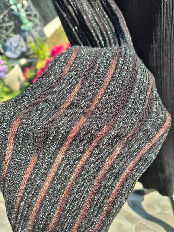 Lipsy black metallic ribbed knitted dress size 16
