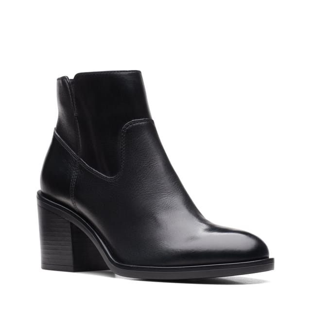 Clarks Clarks Women's Valvestino Lo Black Leather Ankle Boots - 2