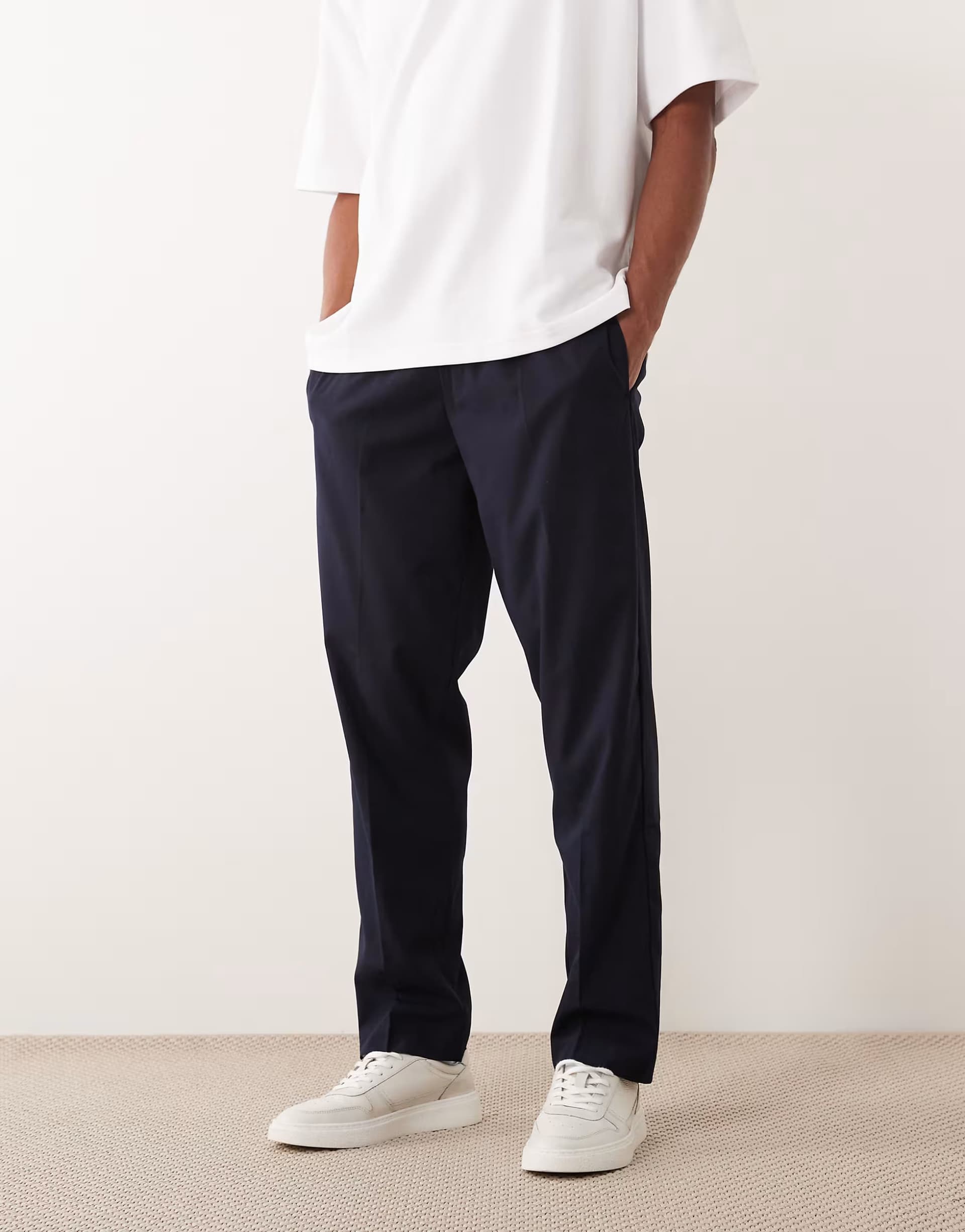 ASOS Jack & Jones drawstring trousers in dark navy