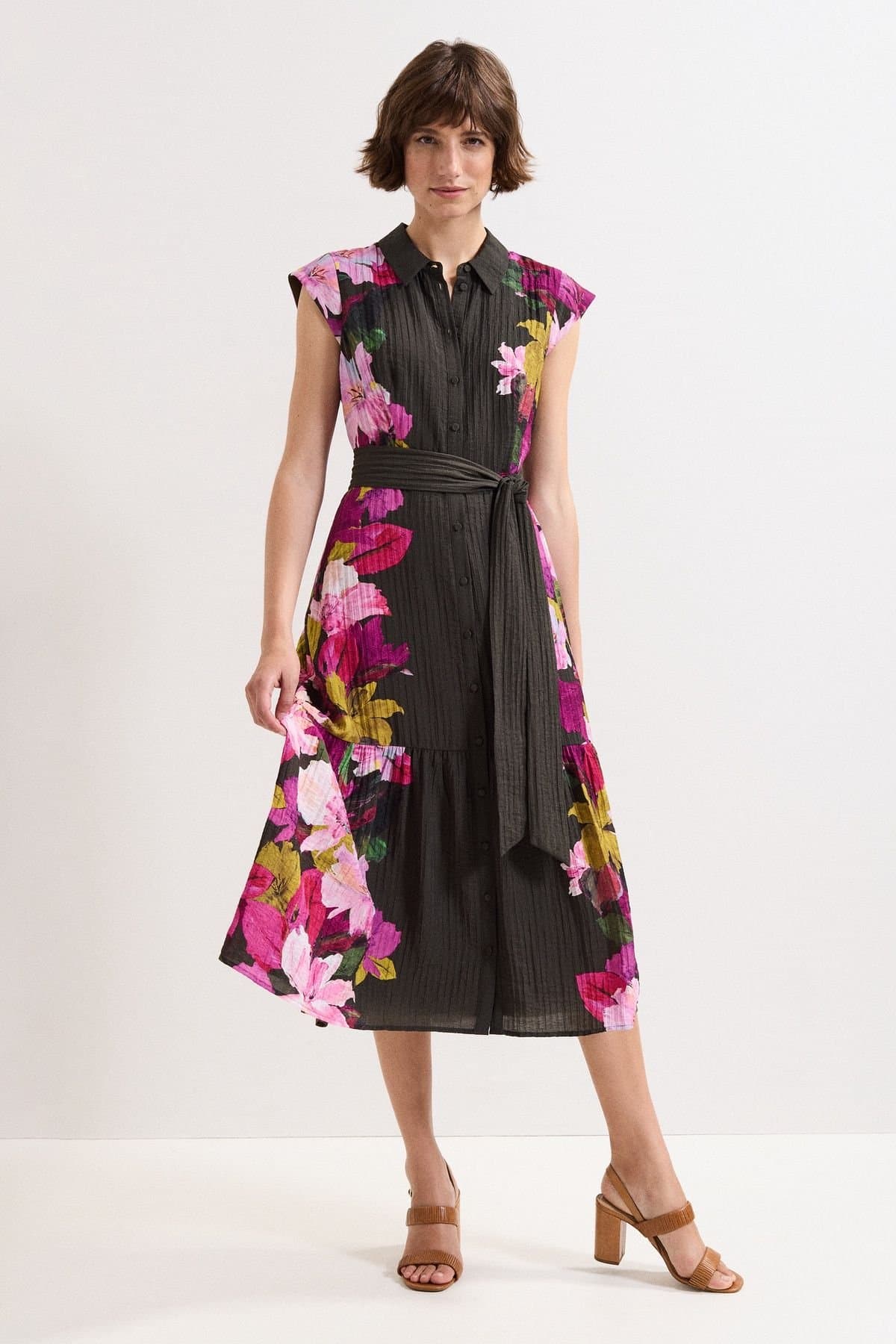Phase Eight Phase Eight Women's Robyn Floral Midi Dress in Dark Olive