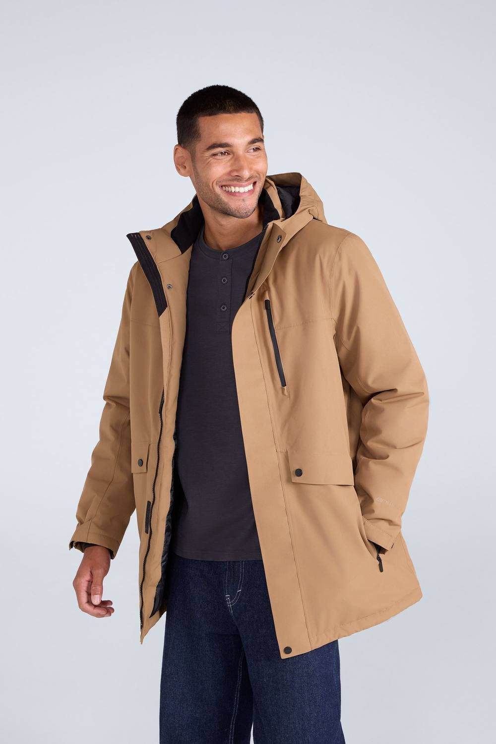Animal Animal Men's 'Lisbon' Waterproof Breathable Side Pockets Taped Seams Thermal Parka in Tan - 3