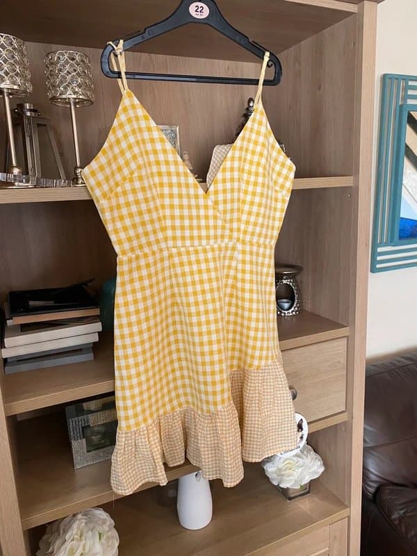 Zaful 💛 Zaful Primrose Yellow Gingham Dress | Frill Detail | Size 12 | Pristine
