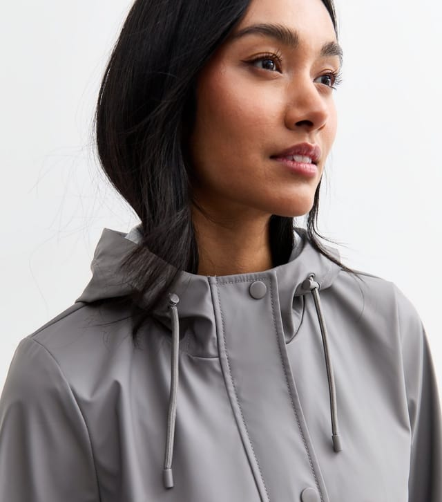 New Look Women's Grey Unlined Shower Resistant Rain Coat New Look - 2