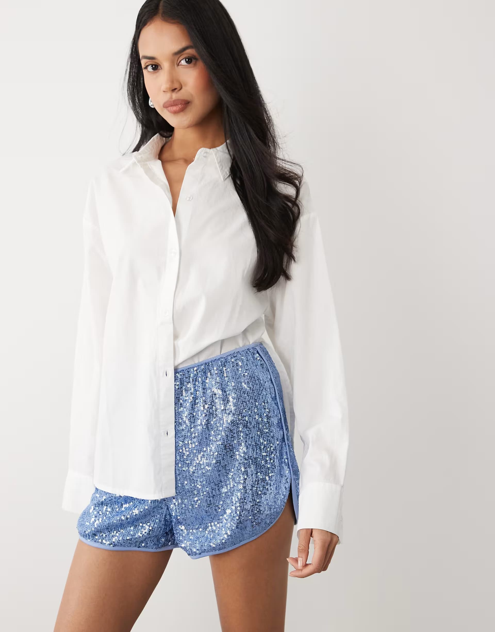 ASOS ASOS DESIGN sequin runner short in blue