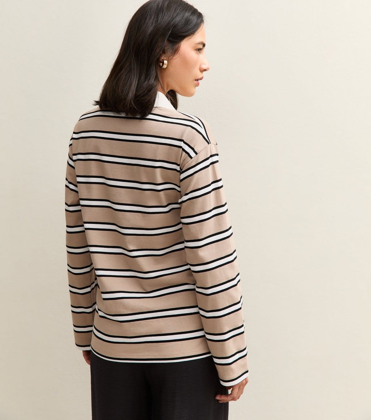 New Look Women's Cream Striped Long Sleeve Rugby Top New Look - 4