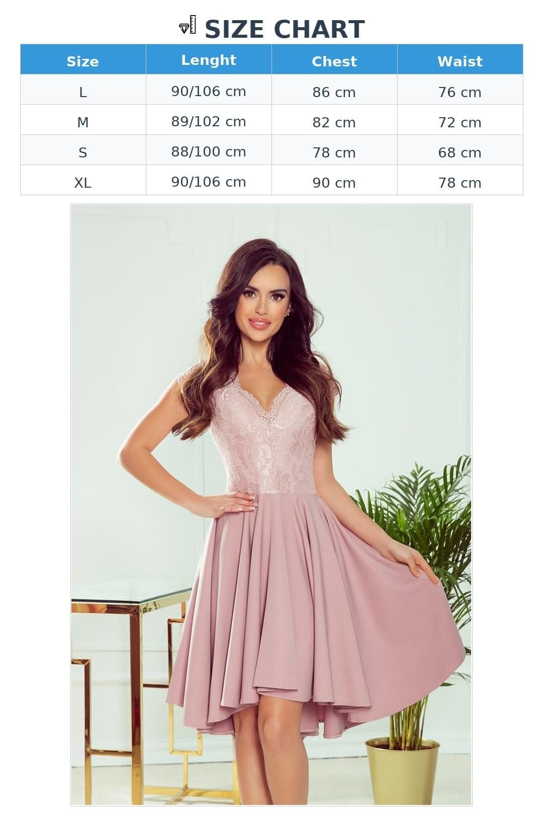 Love Lace Love Lace Women's Exclusive Asymmetrical Lace Evening Dress in Pink - 4