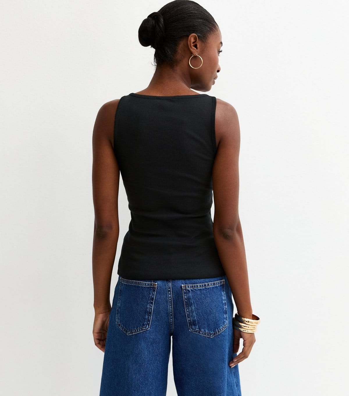 New Look Women's Black Square Neck Neck Button Through Vest New Look - 4