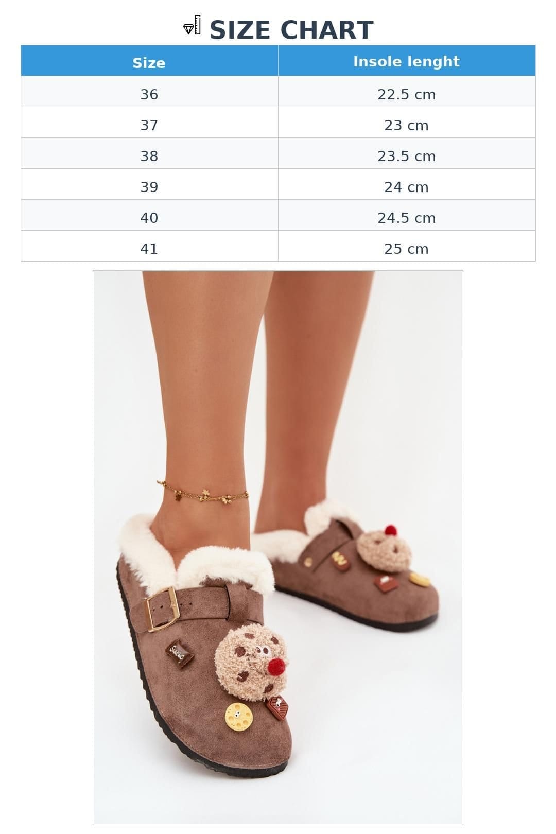 Love Lace Love Lace Women's Cozy Suede Fur Lined Slippers with Buckle Strap Charm in Brown - 4