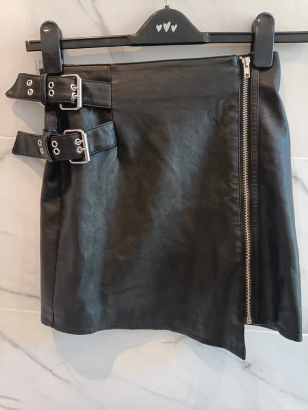 ASOS ASOS Black Faux Leather Moto Mini Skirt