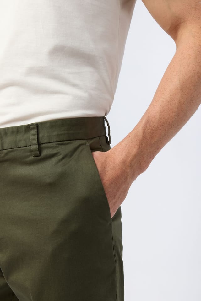 Melka Melka Men's Tailored Fit Chino in Olive - 3