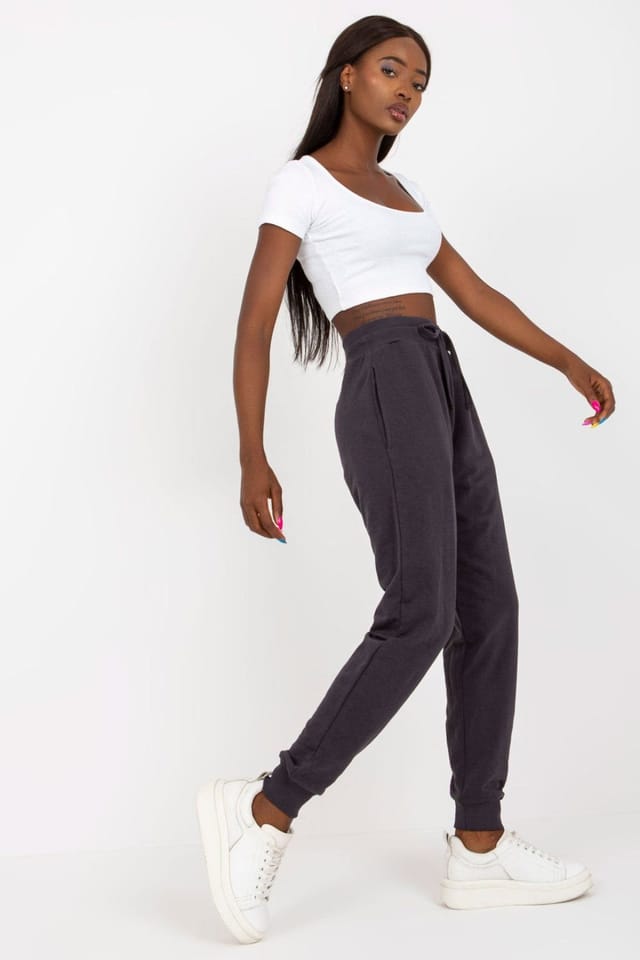 Love Lace Love Lace Women's High Waisted Tie Waist Sweatpants Pockets in Grey - 2