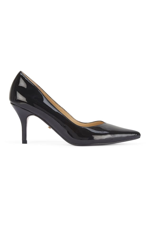 MALOW LONDON MALOW LONDON Women's Olivia Court Shoes PU/Patent Pointed Toe Stiletto Slip On Heels in True Black - 2