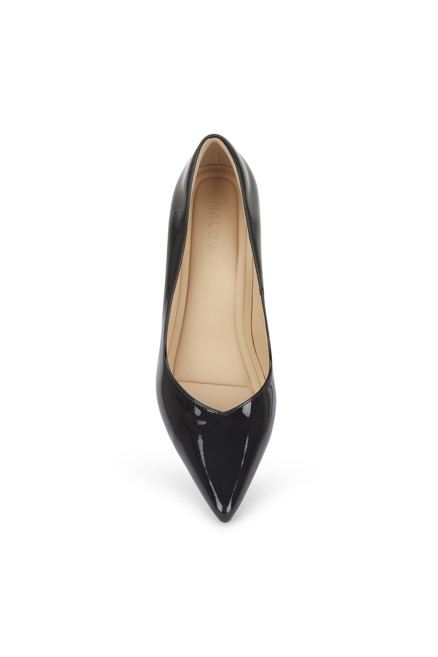 MALOW LONDON MALOW LONDON Women's Olivia Court Shoes PU/Patent Pointed Toe Stiletto Slip On Heels in True Black - 4