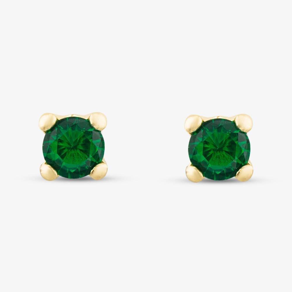 T.H.Baker T.H.Baker Women's 9ct Yellow Gold May Green Birthstone Stud Earrings 1.59.1853 - 2