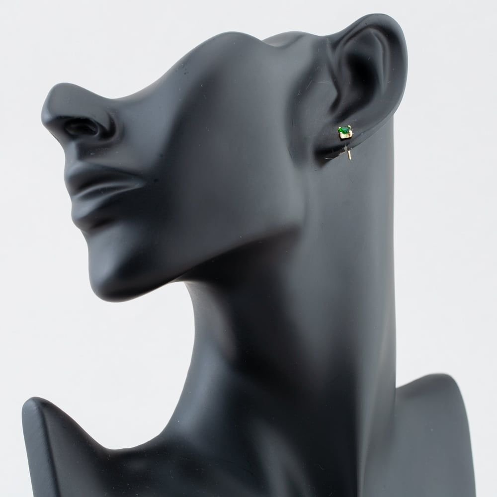 T.H.Baker T.H.Baker Women's 9ct Yellow Gold May Green Birthstone Stud Earrings 1.59.1853 - 4