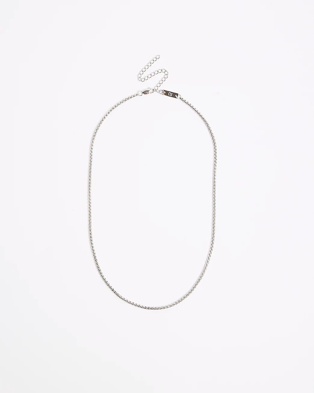 River Island Mens River Island Silver Stainless Steel Cable Chain Necklace