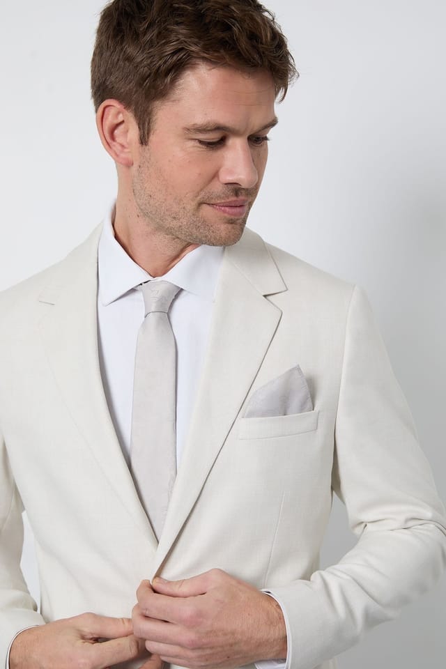 Burton Burton Men's Ivory Floral Printed Tie & Pocket Square - 2